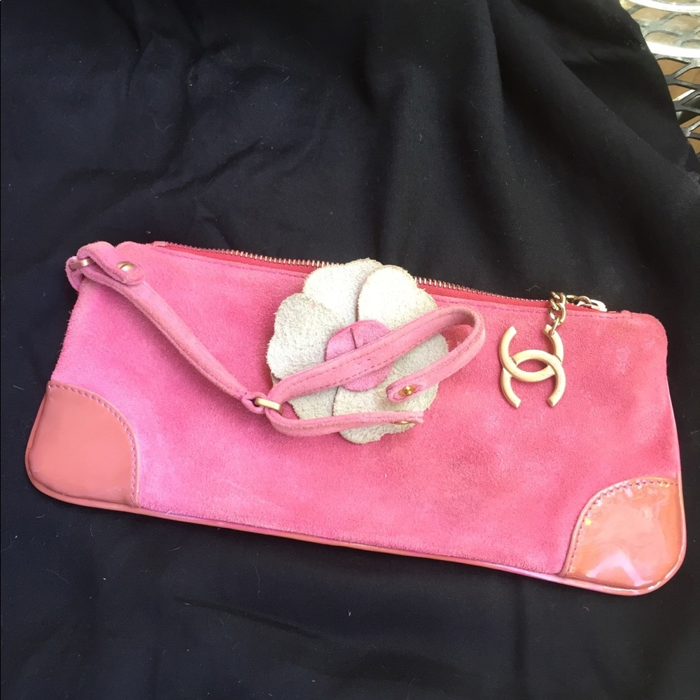 Chanel Camellia pink wristlet